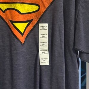 Men's Graphic Crewneck Tee with Orange & Yellow Emblem - Dark Gray